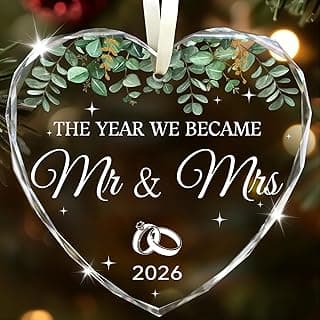 Wedding Gifts for Couples 2026, Mr and Mrs Gift Bridal Shower Gifts His and Hers Wedding Gift Just Married Decorations for Bride, Newlywed Couple Just Married Ornaments