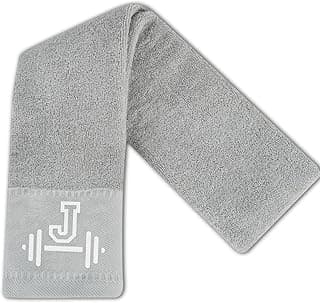 Gym Towel, Personalized Workout Gifts for Men, Women, Sports Lover, Exercise Fitness Gift for Gym Enthusiast on Birthday, Christmas, Soft and Absorbent Towel, Gray, Initial J
