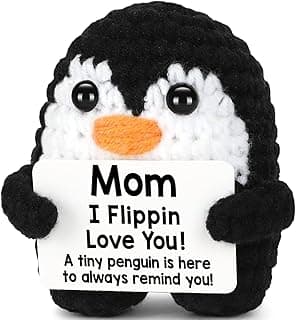 Birthday Gifts for Mom from Daughter Son, Handmade Crochet Mini Penguin Mom Gifts for Birthday Mama Mother in Law Bonus Step, Funny I Love You Gift for Moms Mothers Day Small Cute Decor