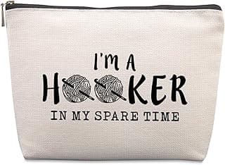 Funny Crochet Gifts for Crochet Lovers Funny Crochet Makeup Bag, Crochet Knitting Gifts for Christmas, Friendship & Birthday Gifts for Women, Mom, Sister, Travel Cosmetic Bag