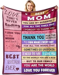 Mothers Day Blanket Gifts for Mom from Daughter & Son - Best Mom Ever Gifts - Presents for Moms - Mothers Day Birthday Gift Ideas for Moms - Gift for Mother - to My Mom's Blanket 50"x60"