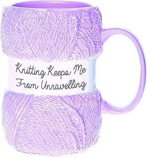 Boxer Gifts 'Knitting Keeps Me From Unraveling' Novelty Knitting Gift Mug | Light Pink Colour With Realistic Yarn Detailing | Amazing Christmas, Birthday Or Mother's Day Gift For Her