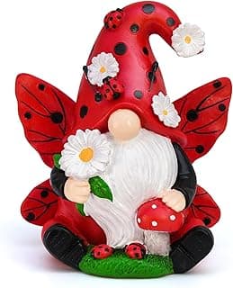 Ladybug Gnomes Spring Decorations - Resin Ladybug Figurines Spring Summer Garden Gnomes Decorations - Gnomes Gifts for Women