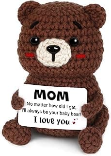 Birthday Gifts for Mom, Handmade Positive Crochet Bear Decor, Mom Gifts for Birthday Christmas Mothers Day, I Love You Present for Mum Mother in Law Bonus Step Mama Mommy