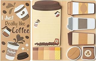 B1ykin Cute Sticky Notes Set - I Just Really Like Coffee Self-Stick Notes Pad, 550 Sheets Writing Memo Pages Sticky Notepad for Teacher Appreciation Gifts, School Office Party Favors Supplies (Coffee)