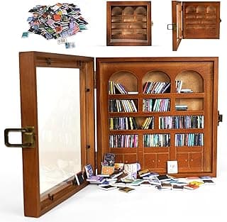 Anxiety Bookshelf – Mini Books Display for Stress Relief and Fun Decor, Perfect Decorative Miniature Library for Book Lovers, Ideal for Home Decor, Office Décor, and Thoughtful Gift - Walnut