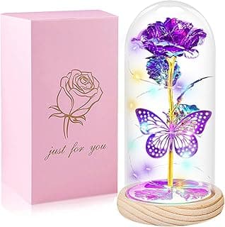 Valentines Day Rose Gifts for Her,Valentines Day Flowers Gifts for Mom Women Girlfriend,Birthday Gifts for Women,Valentines Gifts for Wife,Purple Butterfly Rose Gifts for Valentine's Day Anniversary