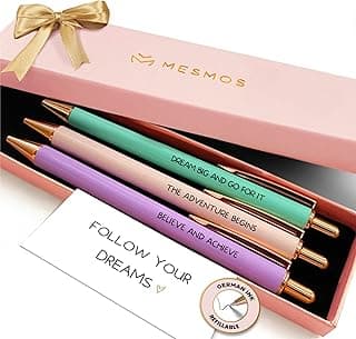 MESMOS 3pc Fancy Pen Set, Graduation Gifts for Women Class of 2026, German-Ink, 1mm Swiss-Tip, College & High School Graduation Gifts for Her, Congrats Grad Gift for Graduates