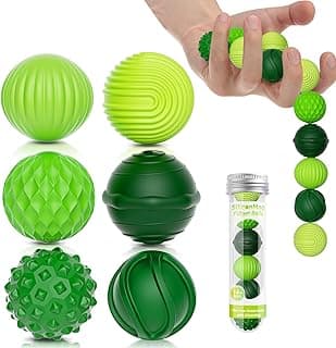 Silicone Magnetic Balls, Fidget Toys, 6-Pack Stress Relief Toys for Adults, Teens, Sensory Toy for Fingers Hands, Quiet Office Desk Toys with Textures, Magnet Fidget Fun Gift (Green)