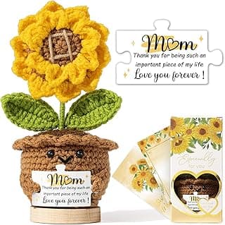 Unique Mothers Day Mom Gifts for Mom from Daughter Son, Handmade Emotional Support Crochet Positive Crochet Sunflower, Best Christmas Birthday Gifts Ideas for for Women Mother-in-Law New Mama Gift Set