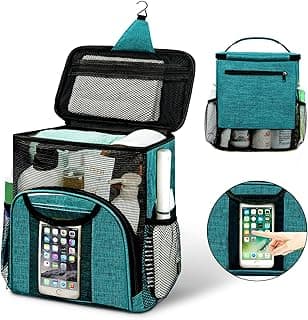 Attmu Mesh Shower Caddy Portable Dorm Tote Bag, Quick Dry Hanging Toiletry Bag, Large Capacity Shower Bag for College Dorm Room Essentials for Boys and Girls for Bath Camping (Peacock Green)