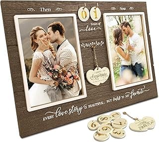 Then & Now Anniversary Picture Frame, 1-99 Years Double Picture Frame for Two 4x6 Photos, Anniversary Wedding Gift for Couple, Husband & Wife, Parents