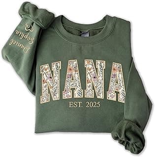 Personalized Floral Embroidered Applique Nana Sweatshirt For Women, Custom Nana Gifts from Grandkids, Mimi Sweater, Grandma Crewneck, Mother's Day Apparel, Grandmother Birthday, Christmas 2026