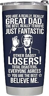 BETHEGIFT Gifts for Dad from Daughter, Son, Kids on Fathers Day, Christmas - Funny Fathers Day Tumbler - Present for Father - Dad Birthday Tumbler 20oz, Navy Insulated Stainless Steel | Son, Kids, Fathers Day, Christmas, Birthday