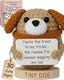 Dog Mom Gifts for Women - Tiny Dog Crochet with 30 Cute Signs for Furr Mama | Funny Birthday Gift for Pet Lovers | Funny Present for Birthday, Mothers Day, New Puppy | Cute Positive Crochet Animal