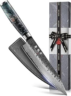 Japanese Chef Knife 8'', Hand Forged 67-Layer Damascus VG10 Core Kitchen Knife for Home & Professional Chefs, Razor Sharp Chef's Knives with Leather Sheath, Thoughtful Mothers Day Gifts for Mom