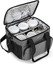Trunab Reusable 6 Cups Drink Carrier for Delivery with Adjustable Dividers, Handle with Carrying Strap Tote Holder Insulated Bag for Beverages,Food Take Out,Outdoors