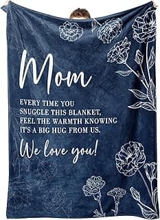 GiltGlimmer Gifts for Mom, Mom Birthday Gifts Blanket, Moms Gift for Women from Daughter Son, We Love You Present for Mother Mommy Mothers Day Christmas 60" x 50", Blue
