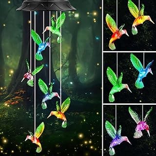 Mom Grandma Gifts for Mothers Day, Birthday Gardening Gifts for Women, Hummingbird Solar Lights Outdoor Decorative Solar Wind Chimes for Outside Garden Decor Yard Patio Porch