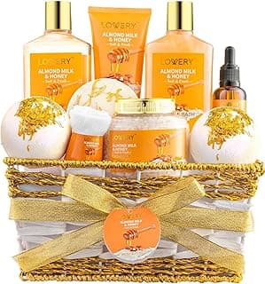 Gifts for Women Gift Basket for Women - 10 Pc Almond Milk & Honey Beauty & Personal Care Set - Home Bath Pampering Package for Relaxing - Spa Self Care Kit - Birthday, Mom, Anniversary Gift