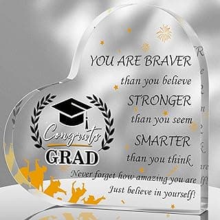 5.9 x 5.9 Inch Acrylic Graduation Gifts for Girls Her Him, Heart Middle High College School Graduation Gifts for Boys, Son Daughter Inspirational Keepsake Gift Table Decor