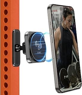 A2C Magnetic Phone Holder for Gym, Aluminum Alloy Base Attach to Metal & Non-Metal Surfaces, Gym Phone Mount for MagSafe iPhone 12-17 Series, Ideal Gym Essentials for Workouts Recording