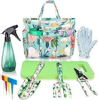 Floral Gardening Tools, Gifts for Mom Mothers Day, Mom Birthday Gifts from Daughters Floral Gardening Tools and Durable Garden Tools Organizer Tote, Ideal Gardening Gift for Women Plant Lover Present