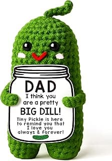 MAMAGIFTREE Easter Gifts for Dad from Daughter or Son,Handmade Crochet Pickle Birthday Gifts for Dad -I Love Best Daddy Ever Gift Thank You Daddy Funny Emotional Care Desk Decor