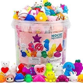 100 Pack Mochi Squishy Toys, Easter Basket Stuffers Party Favors for Kids 4-8-12,Birthday Gifts Treasure Box Classroom Prizes Goodie Bag Stuffers, Mini Squishy Fidget Toys, Carnival Prizes in Bulk