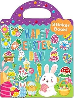 Benresive Reusable Sticker Book for Toddlers, Stickers for Kids, Toddler Travel Toys Activities Crafts Ages 3 and Up Easter Basket Stuffers Birthday Gifts - Easter