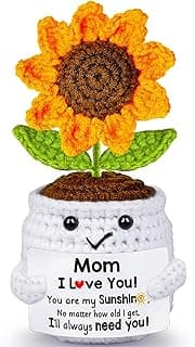 Mothers Day Mom Gifts for Mom, Gifts for Moms from Daughter Son, Mother's Day Birthday Gift for Moms Mommy Mother in Law Step Mama, Handmade Crochet Sunflower Doll I Love You Sweet Gift for Mum
