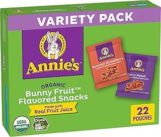 Annie's Organic Bunny Fruit Snacks, Variety Pack, Gluten Free Snack, 22 ct, 15.4 oz