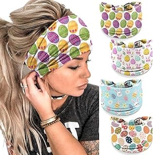 4Pcs Easter Headbands for Women - Bunny Rabbit Holiday Hair Bands, Festive Gift Hair Accessories(Eggs)