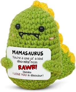 OASSIE Mothers Day Gifts for Mom from Daughter Son - Handmade Emotional Support Crochet Dinosaur with Card - Mother's Day Birthday Gifts for Mom, Positive Crochet Gift for Mother Mama Mother in Law