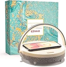 EZVALO Gifts for Women, 4-in-1 Bluetooth Speaker, Bedside Lamp with Wireless Charger, Dimmable Night Light and Phone Holder, Birthday Gifts for Teens, Families and Friends