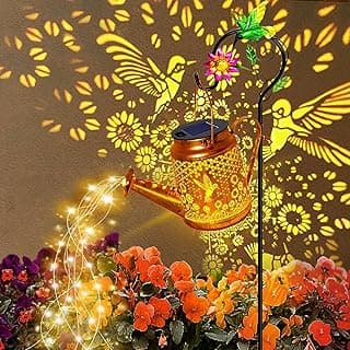 Solar Watering Can Lights, Hummingbird Hanging Lanterns Outdoor, Birthday Gifts for Mom Women Grandma Mother's Day, Waterproof Solar Lights Garden Decor for Outside Yard Art Patio Porch Lawn Backyard