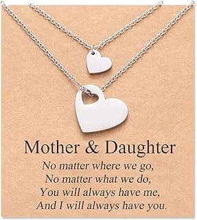 MANVEN Mother Daughter Necklace Set for 2/3 Mothers Day Gifts for Mom Daughter Matching Heart Jewelry Mom Gifts from Daughters Birthday Gifts for Daughter Women