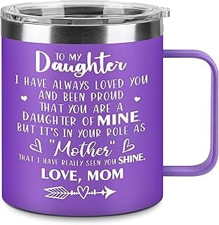 Hexagram Mothers Day Gifts for Daughter, 14oz Mug, Daughter Gift from Mom, Gift for Daughters from Mothers Day, 18/8 Stainless Steel Mug