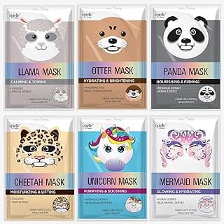 Epielle Character Face Mask Mystical Safari 6 Pack, Fun & Effective Korean Skin Care, Spa Party Favors, Easter Basket Stuffers, Birthday Gifts for Women, Self Care Gifts