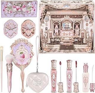 Flower Knows RocoBerry Dream 11-Piece Makeup Gift Box Set,Includes Makeup Palette,Blush,Highlighter,Lip Gloss,Hand Mirror,Bag Charm,Eyeshadow Brush,Blush Brush,Box,Perfect Anniversary Valentine Gift
