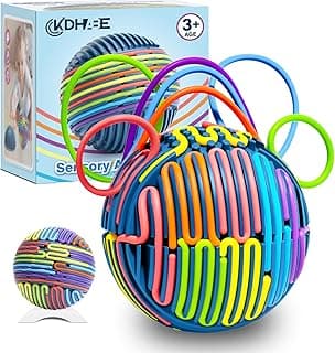 Sensory Activity Ball with 24 Strings & Stand – Stress Relief Sensory Fidget Toy for Kids, Teens, Grandkids, Autism, ADHD, Great Stocking Stuffer Idea