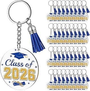 Kigeli 30 Pcs Prom 2026 Graduation Keychains Gifts Class of 2026 Acrylic Keychains with Tassel for College High School(Blue,Class)