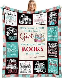 Book Lovers Gifts for Women, Bookish Gifts for Book Lovers Women, Book Lovers Gift Ideas Throw Blanket 60"x50", Reading Gifts for Readers/Librarian/Book Nerd/Bookworm, Book Club Gifts for Woman