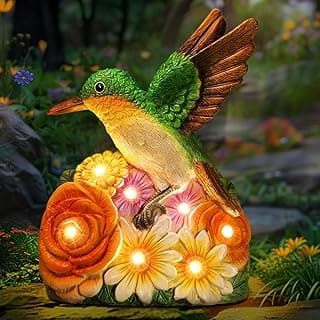 Linkax Birthday Easter Gifts for Adults Women Mom Grandma, Hummingbird Statue Solar Lights Outdoor Garden Decor for Outside Patio Yard Front Porch Balcony Home, Gardening Housewarming Gifts New Home