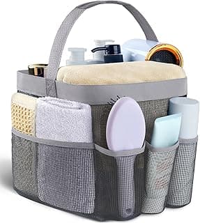 Attmu Mesh Shower Caddy Portable for College Dorm Room Essentials with 8 Pockets, Hanging Shower Caddy Dorm Basket, Quick Dry Shower Bag for Bathroom