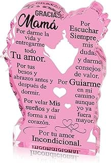 Yopyame Gift for Mom from Daughter - Spanish Mamá Mom Acrylic Mother Daughter Embracing Plaque Sign Best Mother Ever Gifts Regalos Para Mama Office Desk Birthday Mother’s Day Christmas Keepsake Gifts