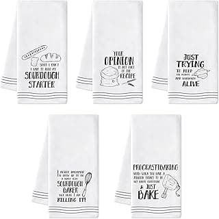 R HORSE Funny Baking Kitchen Dish Towels - 5Pcs Bread Theme Cleaning Dishcloth Bread Making Baking Absorbent Bar Quick Dry Hand Towel Tea Towels Birthday for Women Men Housewarming Decor