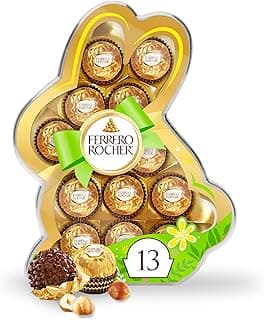 Ferrero Rocher, 13 Count, Premium Gourmet Milk Chocolate Hazelnut, Individually Wrapped Candy for Gifting in a Bunny-Shaped Box, Great Easter Gift, 5.7 oz