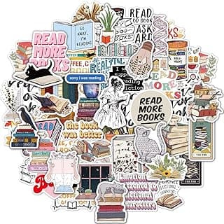 50 PCS Book Stickers for Kindle, Bookish Reading Kindle Stickers Pack for Books, Water Bottles, Laptops, Book Lover Sticker Accessories Gifts for Kids Teens Adults