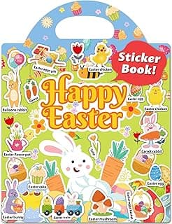 Reusable Sticker Book for Toddlers, Stickers for Kids, Toddler Sticker Book, Toddler Craft Activities, Toddler Travel Toys Ages 3 and Up Boy Girl Easter Basket Stuffers Birthday Gifts